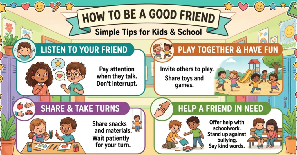 How to Be a Good Friend: Simple Tips for Kids & School
