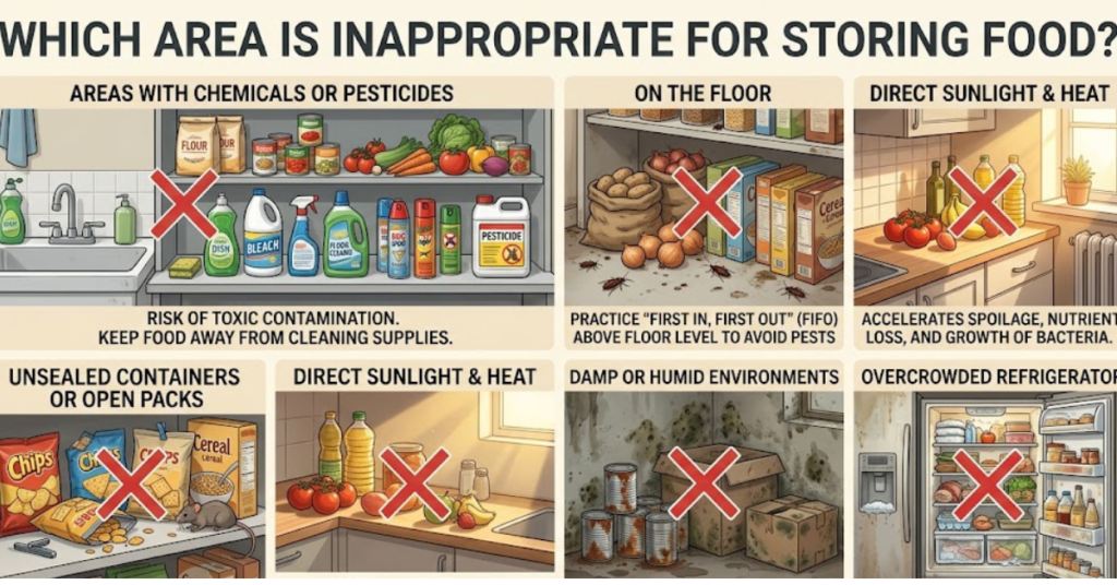 Which Area Is Inappropriate for Storing Food? ServSafe Guide
