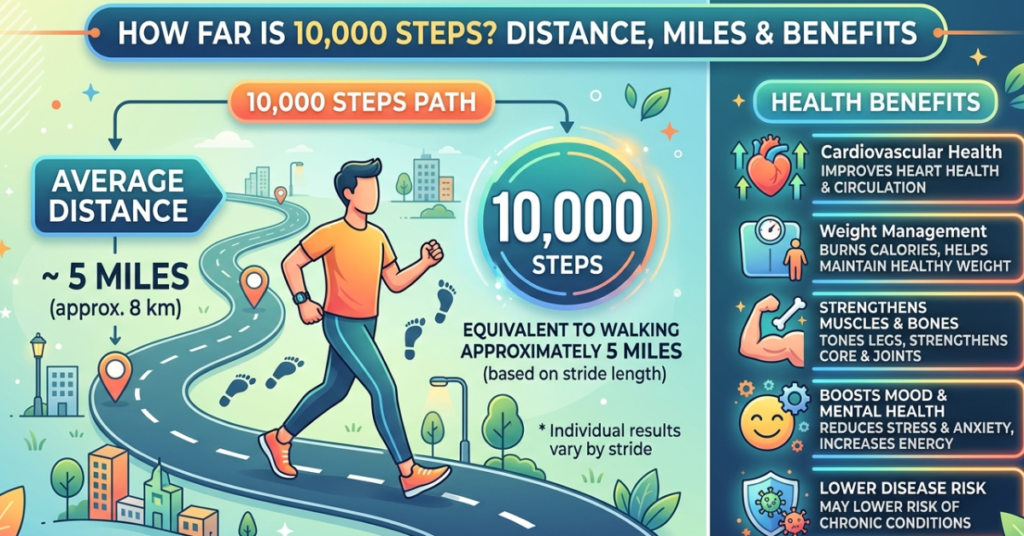 How Far Is 10,000 Steps? Distance, Miles & Benefits